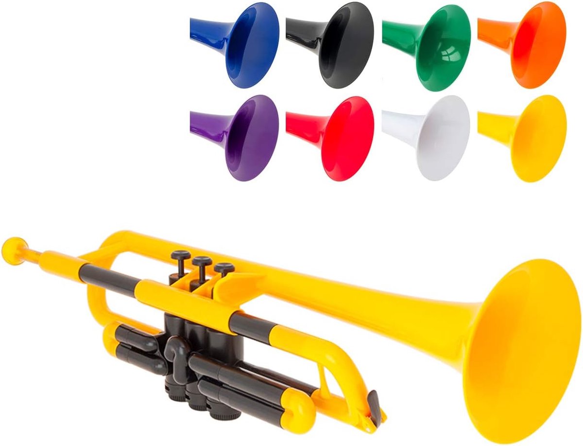 pTrumpet Plastic Trompet met 3C en 5C mondstuk en draagtas - Bb Student - Geel