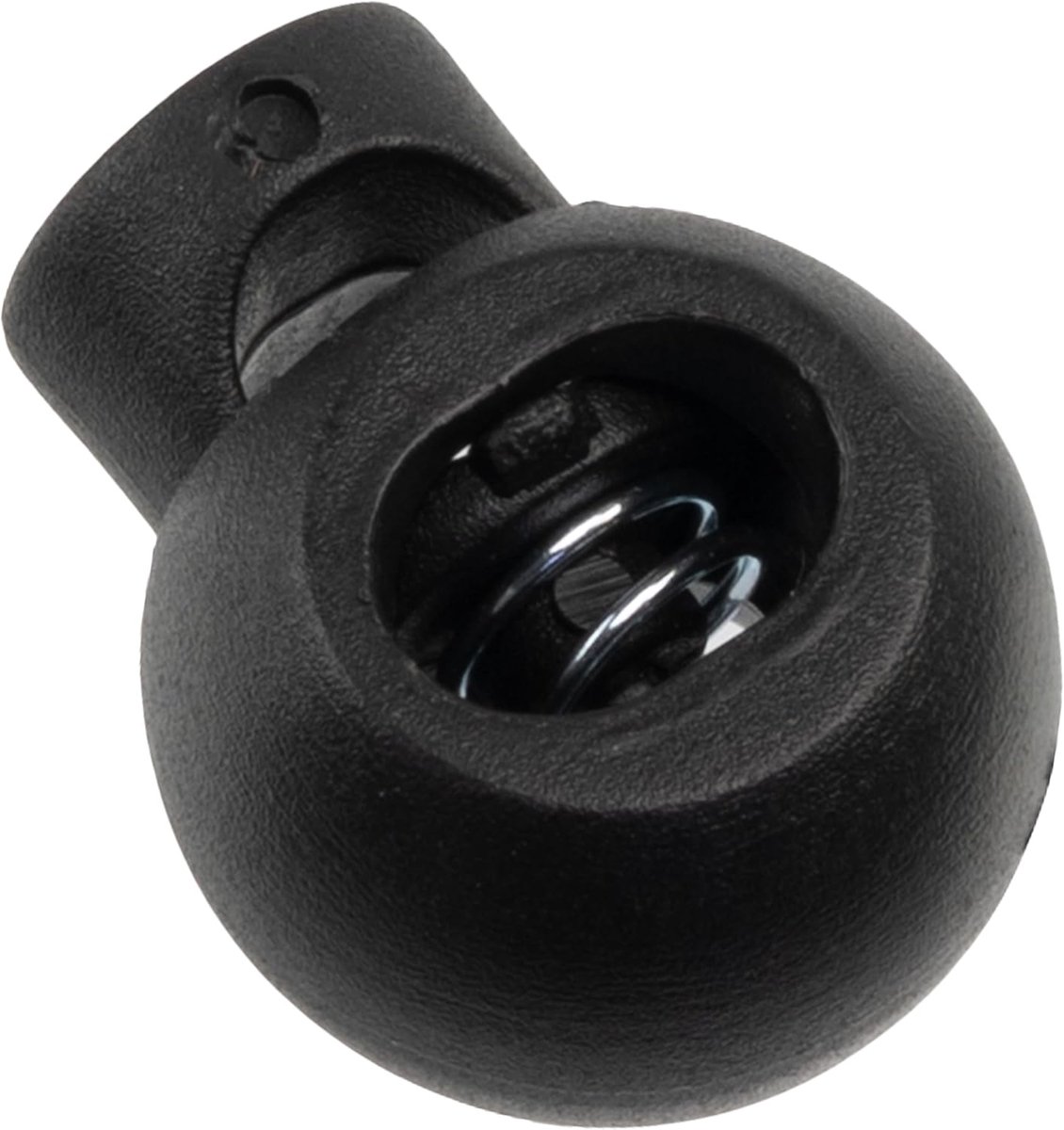 - Lot van 12 ronde koordstoppen 16 mm met 1 veergat - stop koord - van plastic - kleur zwart