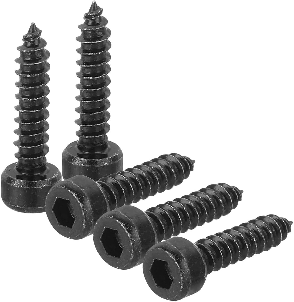 M4 zeskantige plaatschroef, 50 stuks M4 x 18 mm, roestvrij staal 304, zelftappende schroeven met zeskantkop, zeskantaandrijving, zelftappende punt - zwart