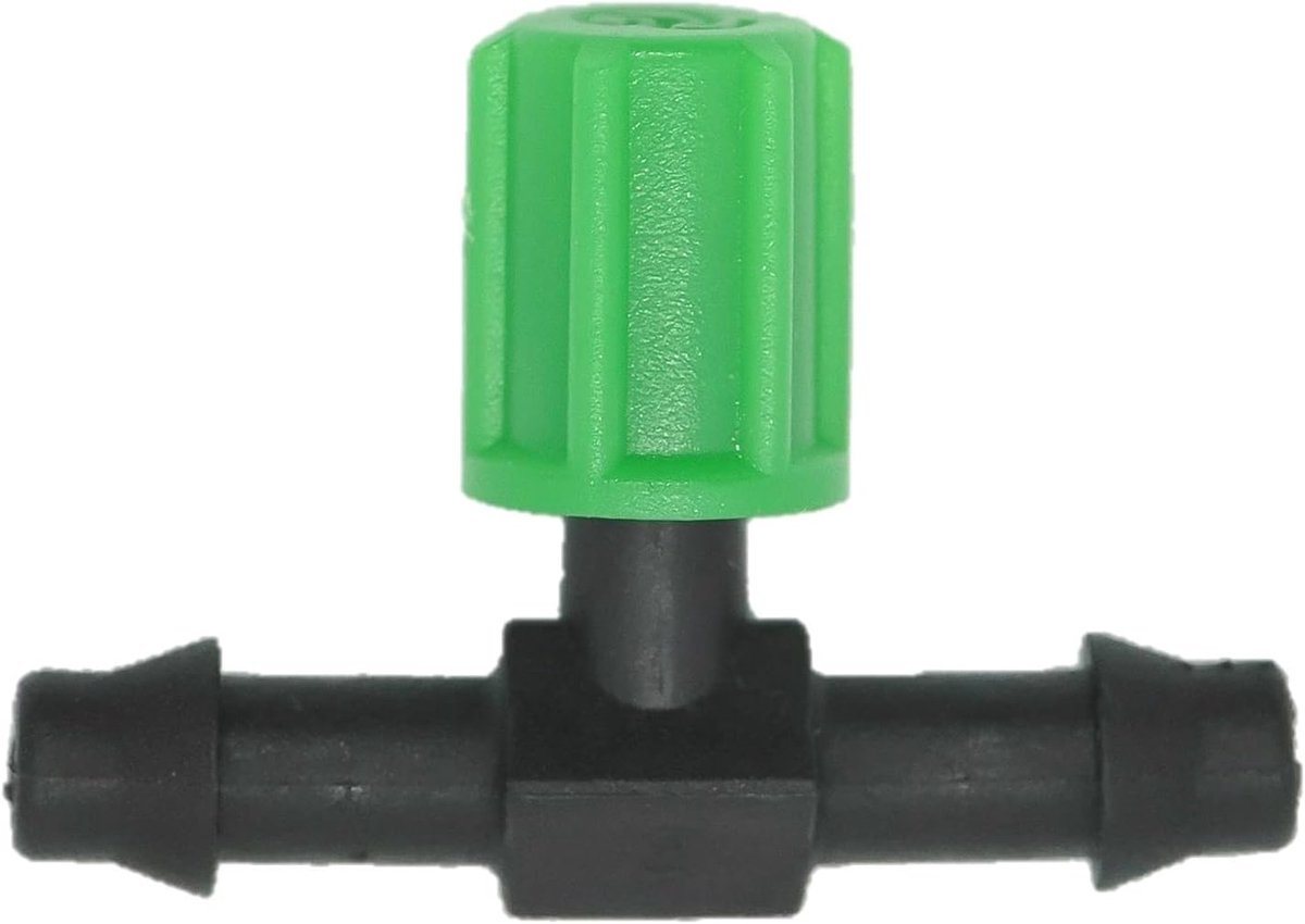 Afsluitventiel voor micro-buizen 4 mm, zwart en groen, druppelirrigatie-accessoires, ideaal voor het verbinden van verschillende spanwijdtes, 15 stuks