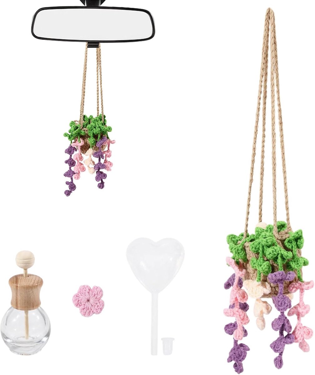 Auto-luchtverfrisser - gehaakt glycine-design - decoratieve bloem - maak je rit persoonlijk - ShopVlot
