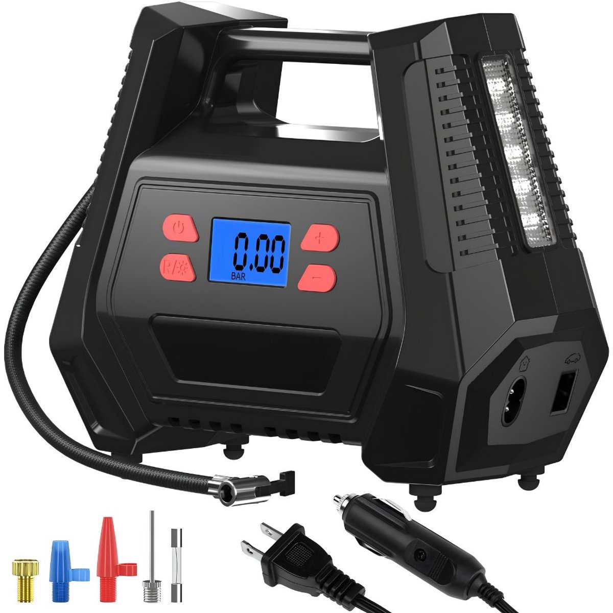 LNMsolutions® Mini Compressor - Bandenpomp Compressor - Elektrische Bandenpomp - Zwart - 22cm x 13cm x 19cm