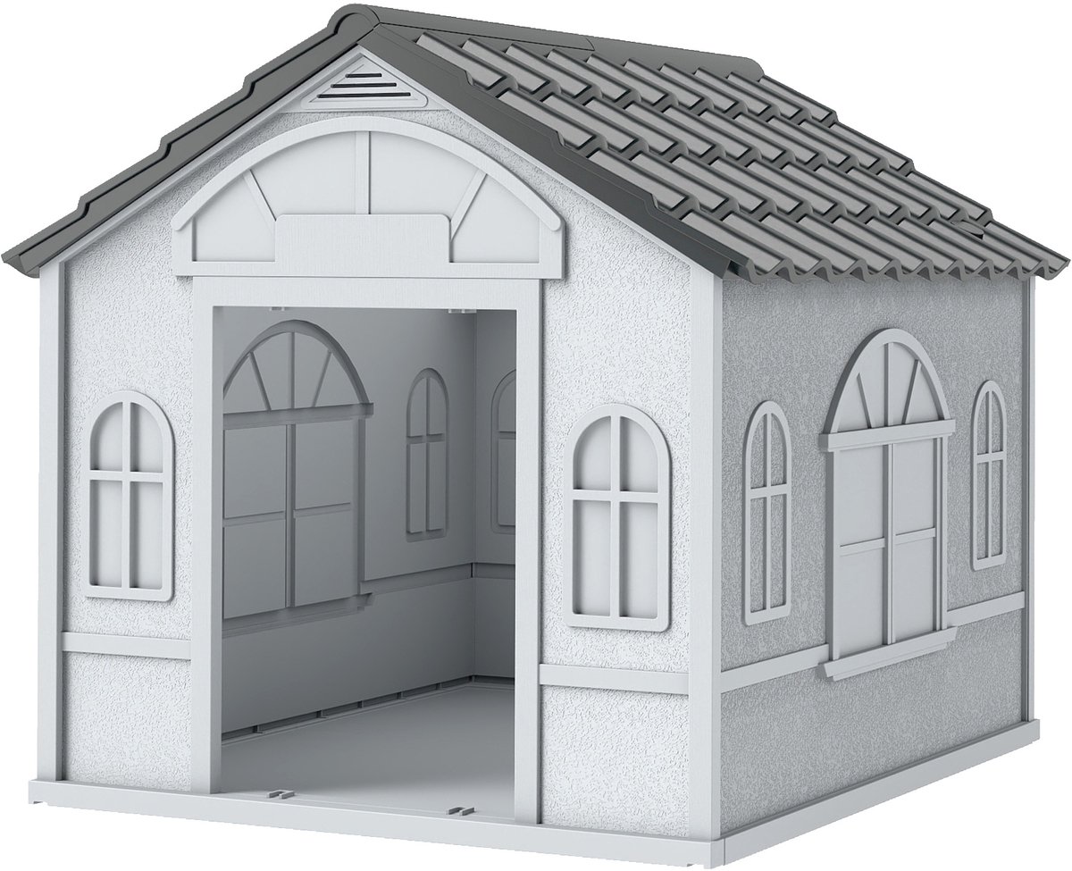 Hondenhok van PP-materiaal, wit, voor kleine en middelgrote honden, 65 x 75,7 x 63 cm