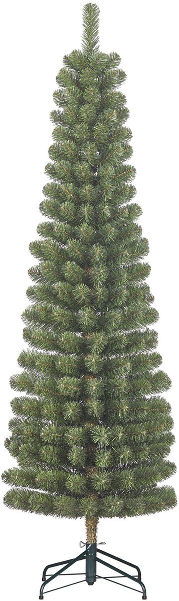 Black Box Trees Charlton Slanke Boom - Kerstboom Pilaarvormig met Scharnierconstructie - Kerstversiering met Natuurlijke PVC Naalden - Kunstboom Slank Model - H215 x Ø56 cm - Groen