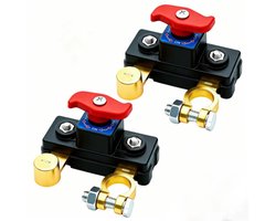 Set van 2 Accu Afschakelschakelaar Auto - 2 stuks - 12V/24V Batterij Hoofdschakelaar - Voorkomt Accu leeglopen en kortsluiting - voor Auto, Camper, Boot en Caravan