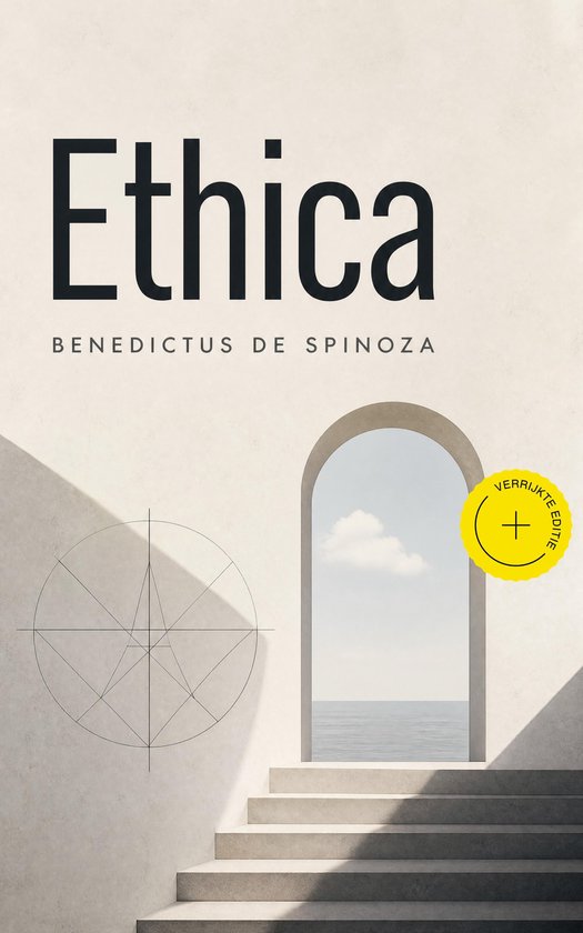 Boek kaft met 'Ethica' en 'Benedictus de Spinoza'. Verrijkte editie.