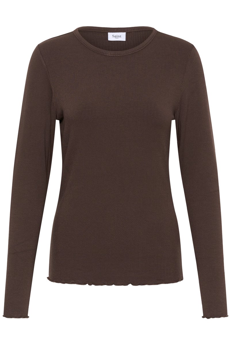 Saint Tropez OlaliaSZ LS Blouse Dames Blouse - Chocolate Brown