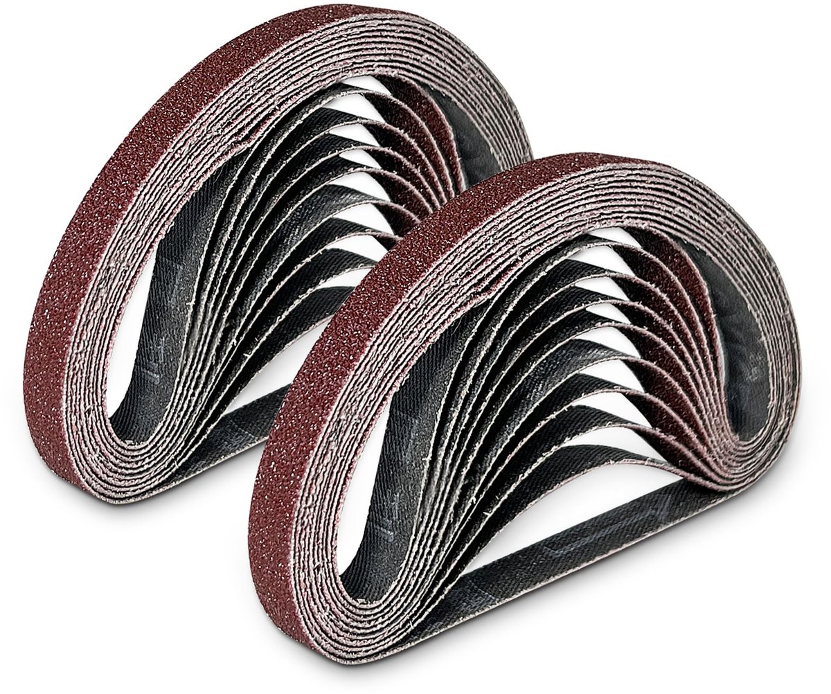 Schuurbanden 10 x 330 mm, schuurbandset elk 6 x korrelgrootte 80/120/150/240/320 voor bandschuurmachine stationair
