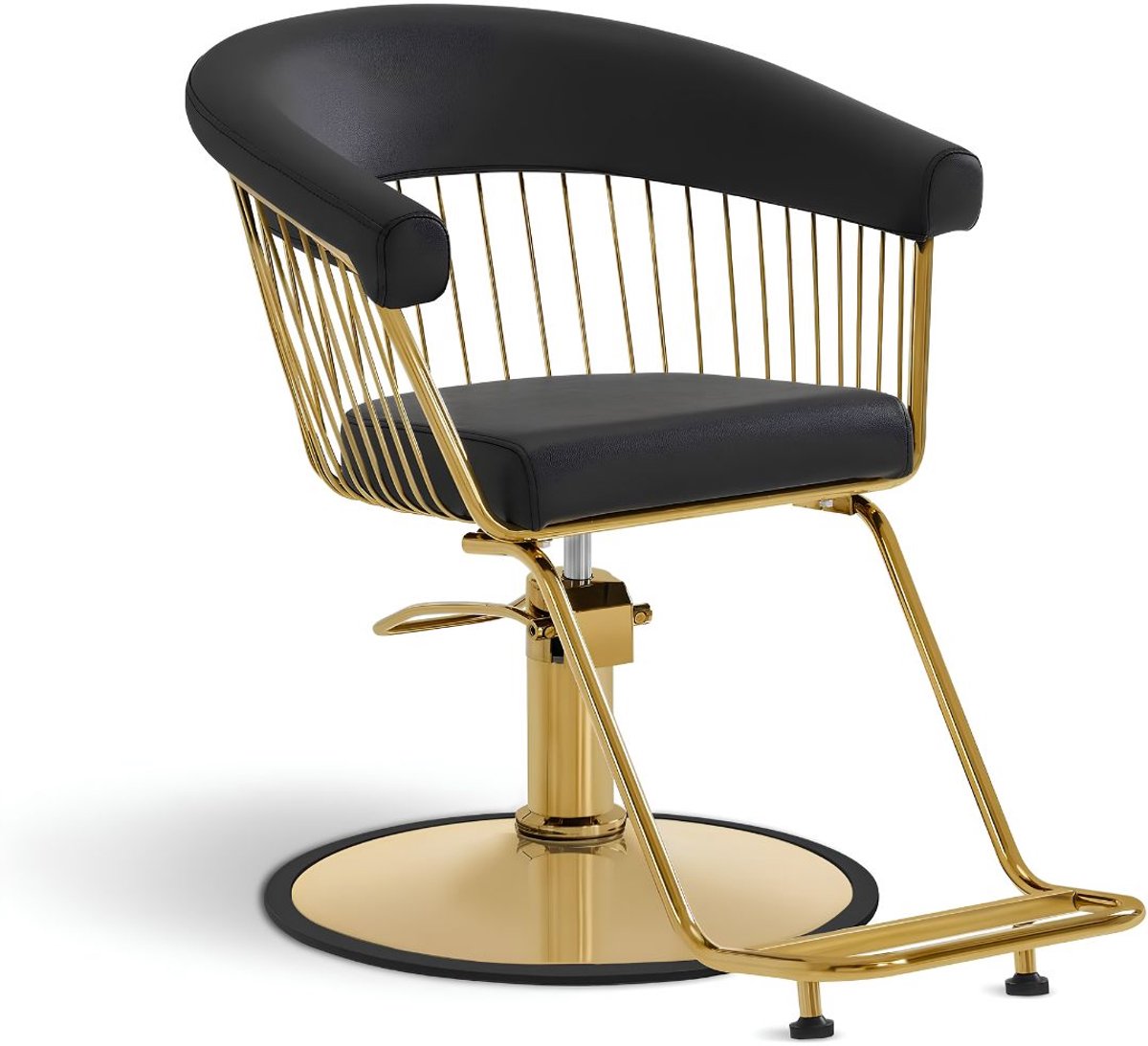 SP® Kappersstoel - Kapper Stoelen - Kappersstoel met Voetensteun - Zwart/Goud - 92cm x 66cm x 81cm