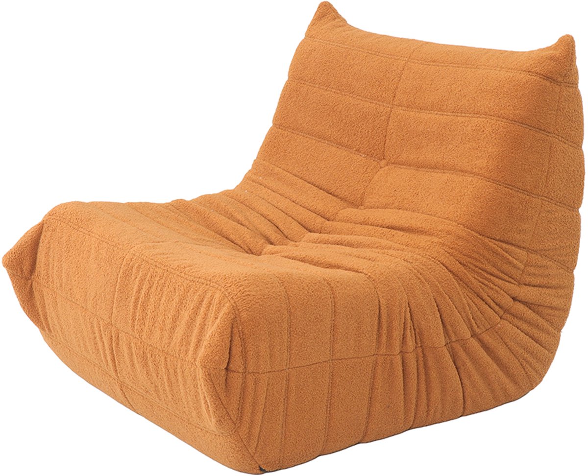 Bonenstoel - Relaxfauteuil - Lazy stoel - Teddy fleece zitzakstoel voor binnengebruik - Relaxstoel / loungefauteuil - Slaapkamer en woonkamer - Volwassenen en jongeren - Ergonomisch - Comfortabel - 105×88×80 cm - Bruin