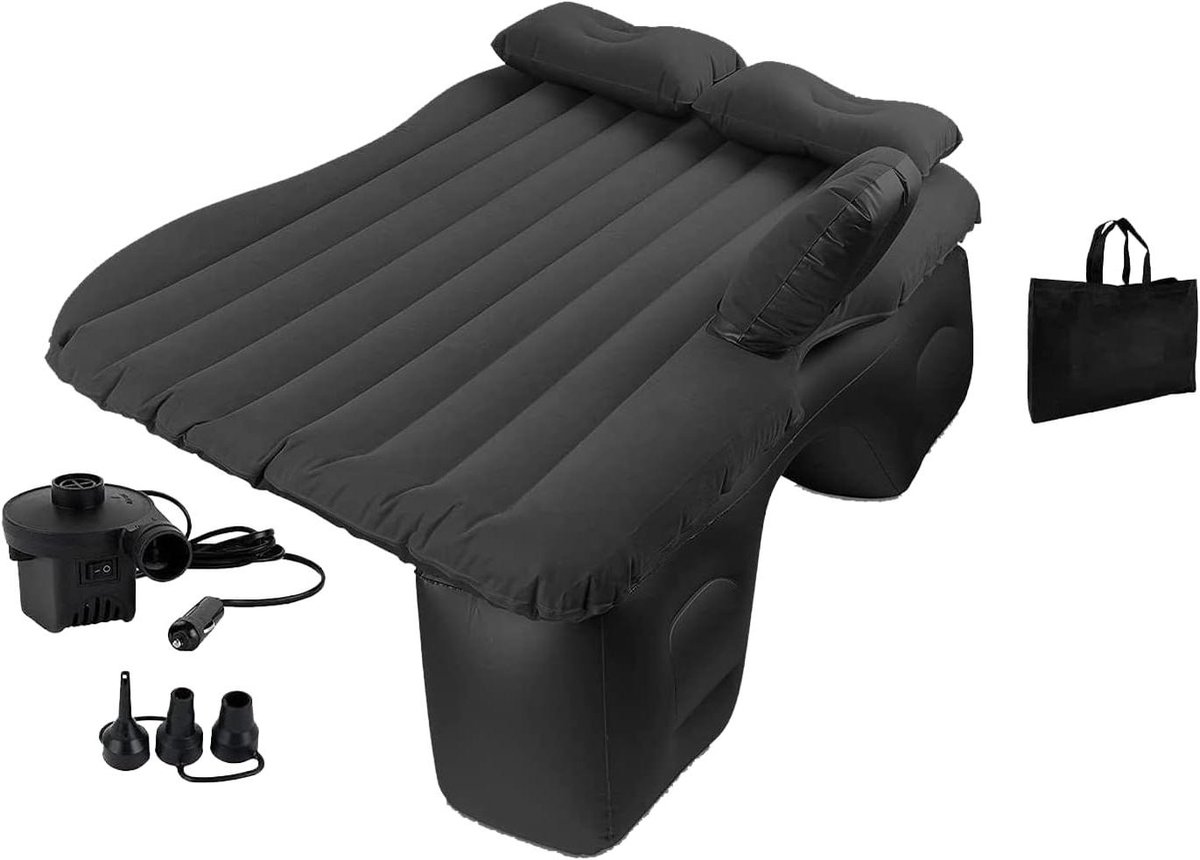 Opblaasbaar Autobed - Luchtbed Auto - Reizen en Kamperen - Stevige Stabiliteit - 145 x 80 cm - Zwart