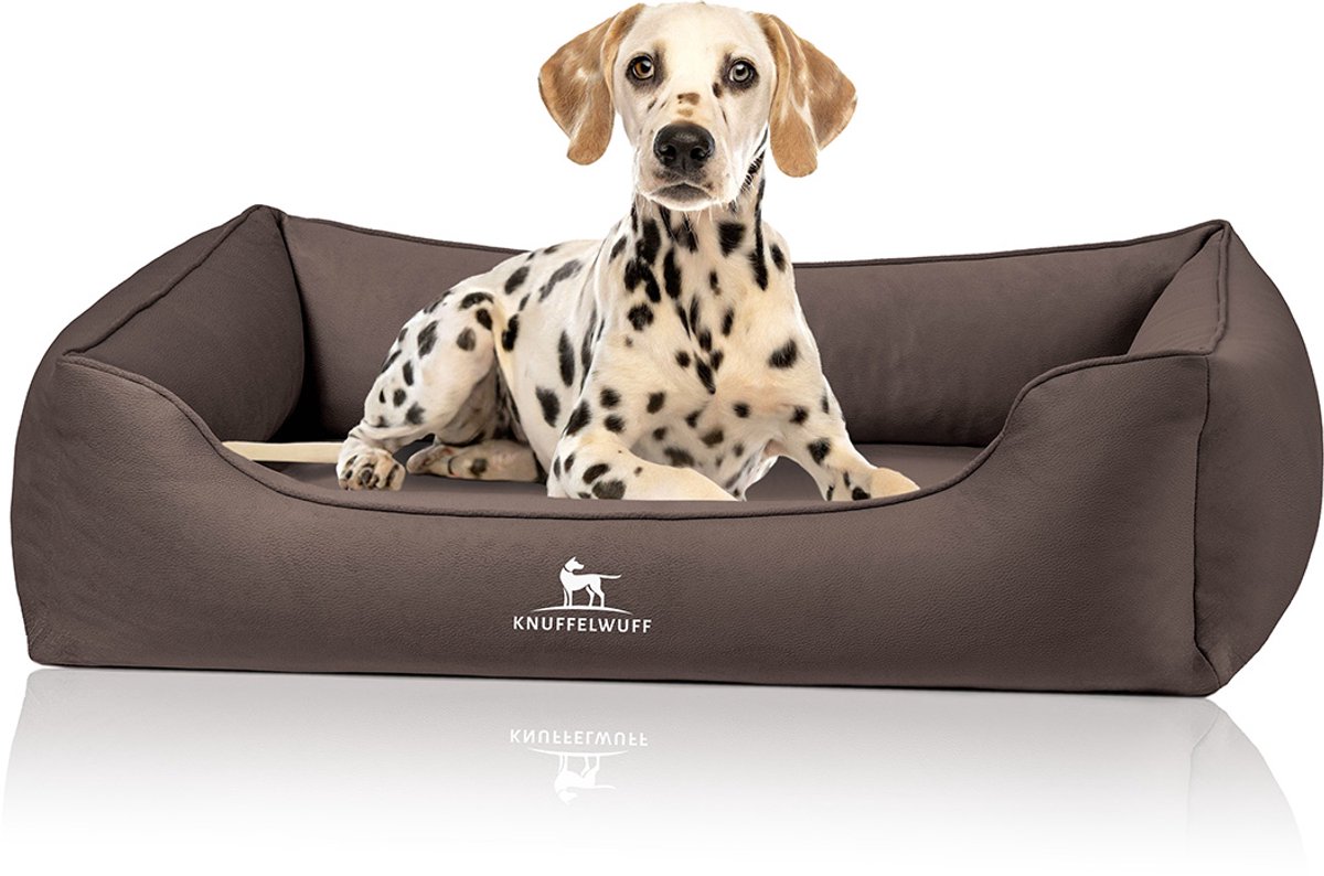 Knuffelwuff Oliver orthopedisch hondenbed van onderhoudsvriendelijke Easy Clean comfortstof S Donkerbruin