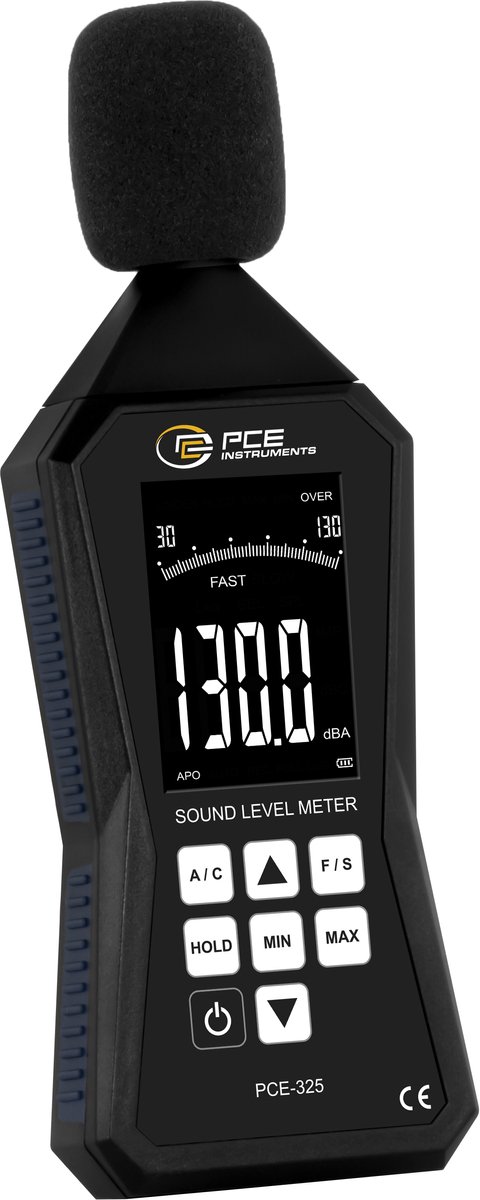 PCE Instruments PCE-325 Decibelmeter – Geluidsmeter 30-130 dB – Klasse 2 – A/C-weging – Fast/Slow