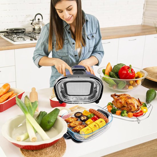 Kookrooster en magnetisch spatbeschermingsrooster voor Ninja CRISPi friteuse, rooster van roestvrij staal SUS304 voor glazen container 3,8 l, accessoires voor Ninja Crispi Air Fryer FN101EU — afbeelding 3