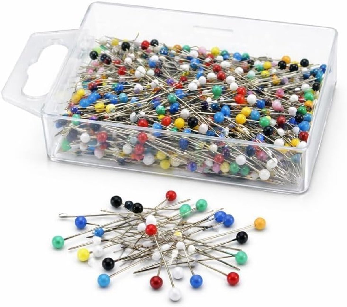 Glaskopspelden 100 Stuks – Kopspelden met Gekleurde Glaskop – Voor Naaien, Quilten & Handwerk – In Opbergdoosje – 3 cm – Multicolor