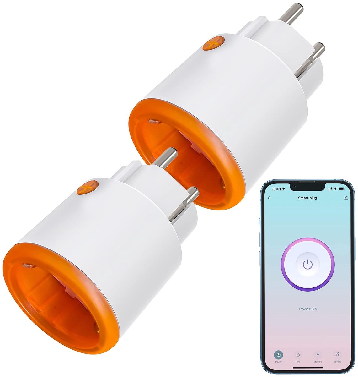 SnelShoppen - ZigBee Smart Socket 16A, 3680W Slimme Stekker met Vermogensmeter, Stemcontrole, Timer, Overspanningsbeveiliging, App Besturing, Compatib