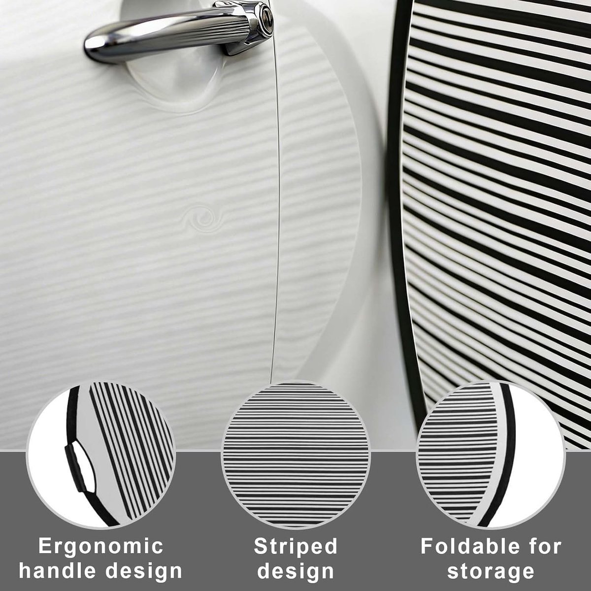gestreepte reflector, 80 cm, auto-deukreflector, deukreflectorbord, met tas, voor deuken, carrosserie, deur, auto-deuktester
