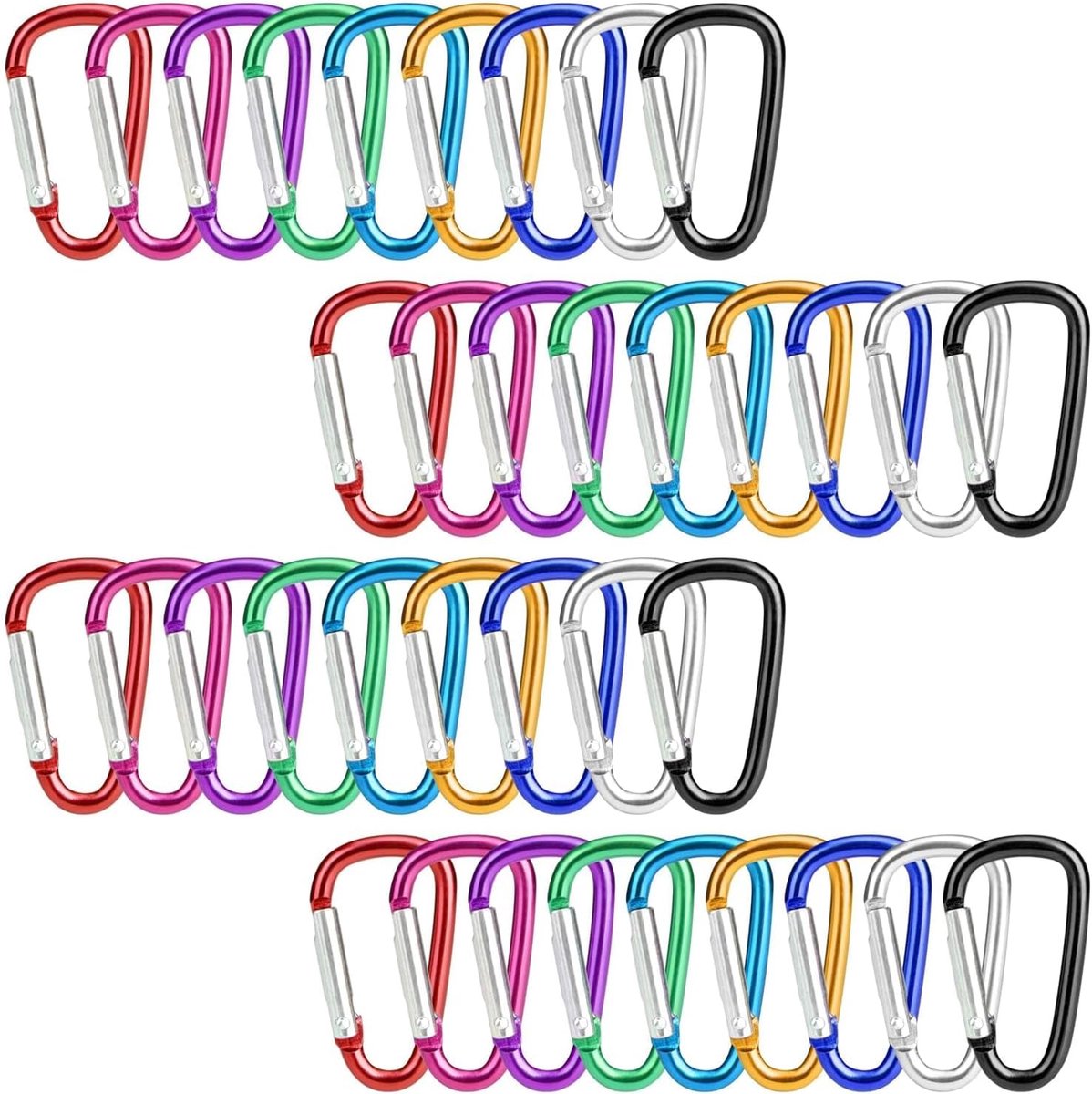 Karabijnhaken - veelkleurige mini-aluminiumlegering sleutelhangers | Lichtgewicht en duurzaam (niet voor rotsklimen)