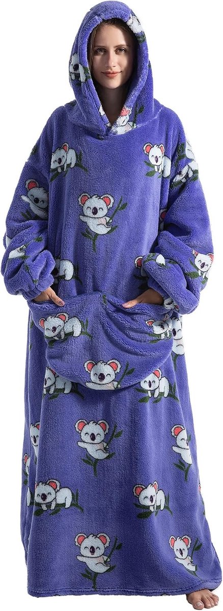extra lange oversized deken-hoodie, behaaglijke fleece voor volwassen vrouwen, draagbare deken, pluizig gigantisch sweatshirt met capuchon voor tieners