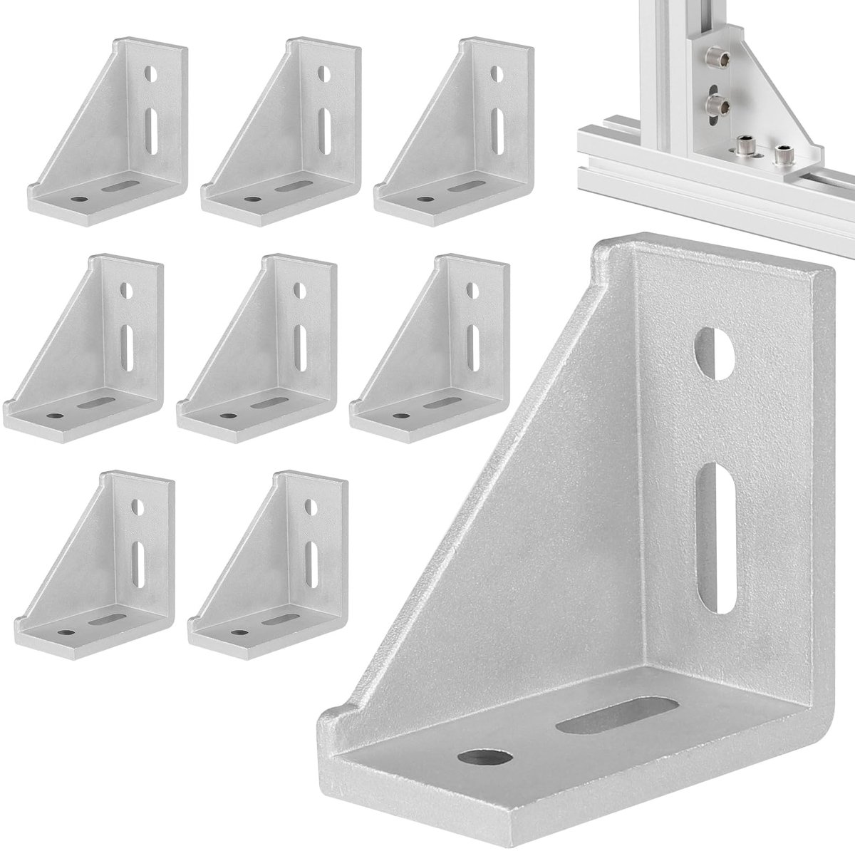 8 stuks aluminium hoekbevestigingsmaterialen, 40 x 80 aluminium profiel hoek, 90 graden hoekverbindingen van aluminium, stabiele hoekverbindingen voor aluminium profiel veerprofiel