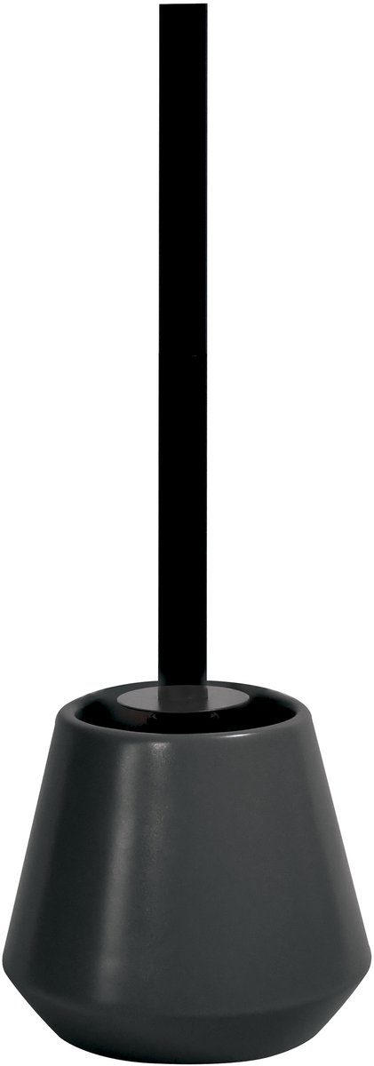 Spirella Joshua Black Toiletborstel Keramiek – WC Borstel Zwart met Houder – Compact Design 13,5 x 38,5 cm