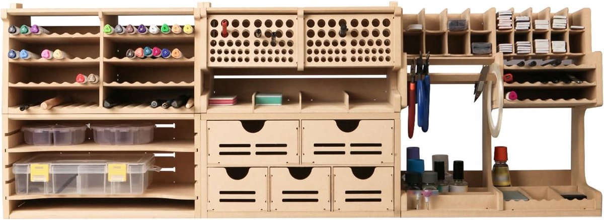 Plastic model tool organizer - MDF materiaal - multifunctioneel - efficiënt opbergen - SnelShoppen
