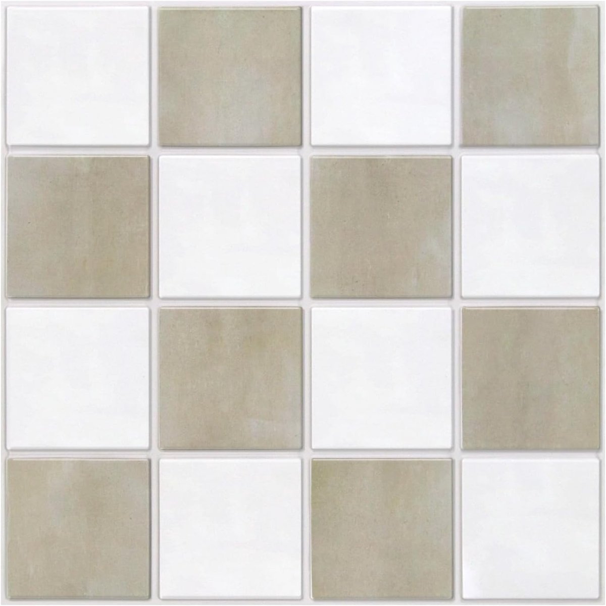 SnelShoppen - COMSTICKC 3D Zelfklevende Wandtegel Mat Beige Wit, 10 Vellen 30,5 x 30,5 cm, Waterdichte PVC Tegelstickers voor Keuken en Badkamer, Verw