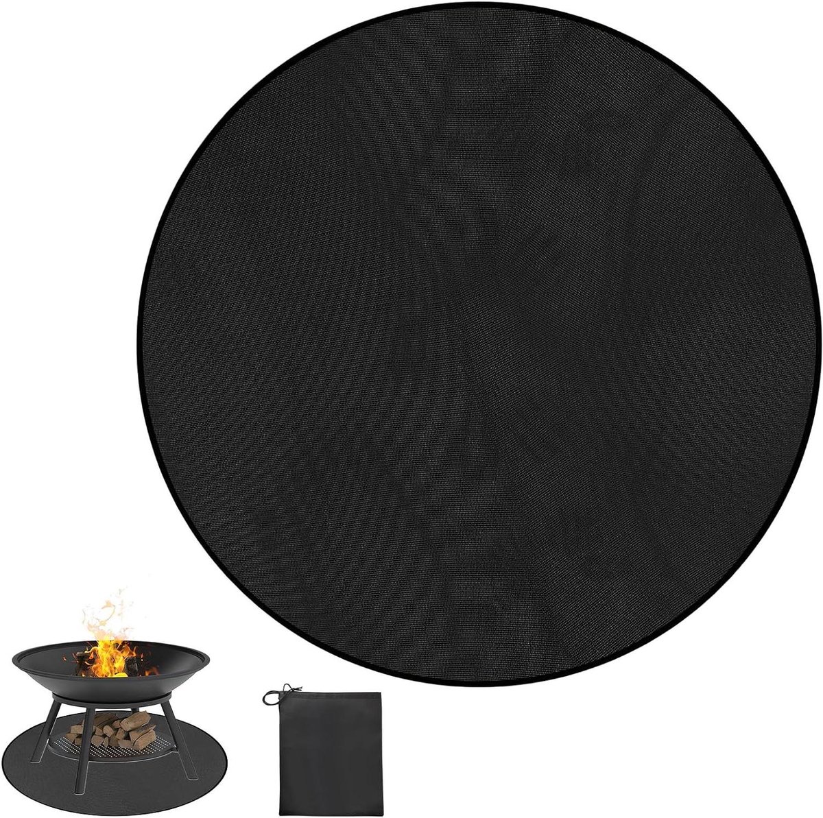 Vuurvaste Onderlaag - Brandwerende Mat - Terras Beschermen - Hitte Isolerend - 97 x 97 cm - Zwart
