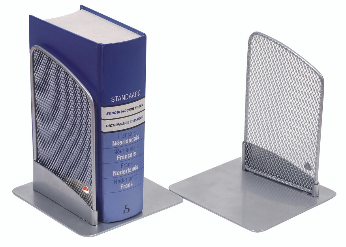 Alba Mesher metalen boekensteunen zilvergrijs