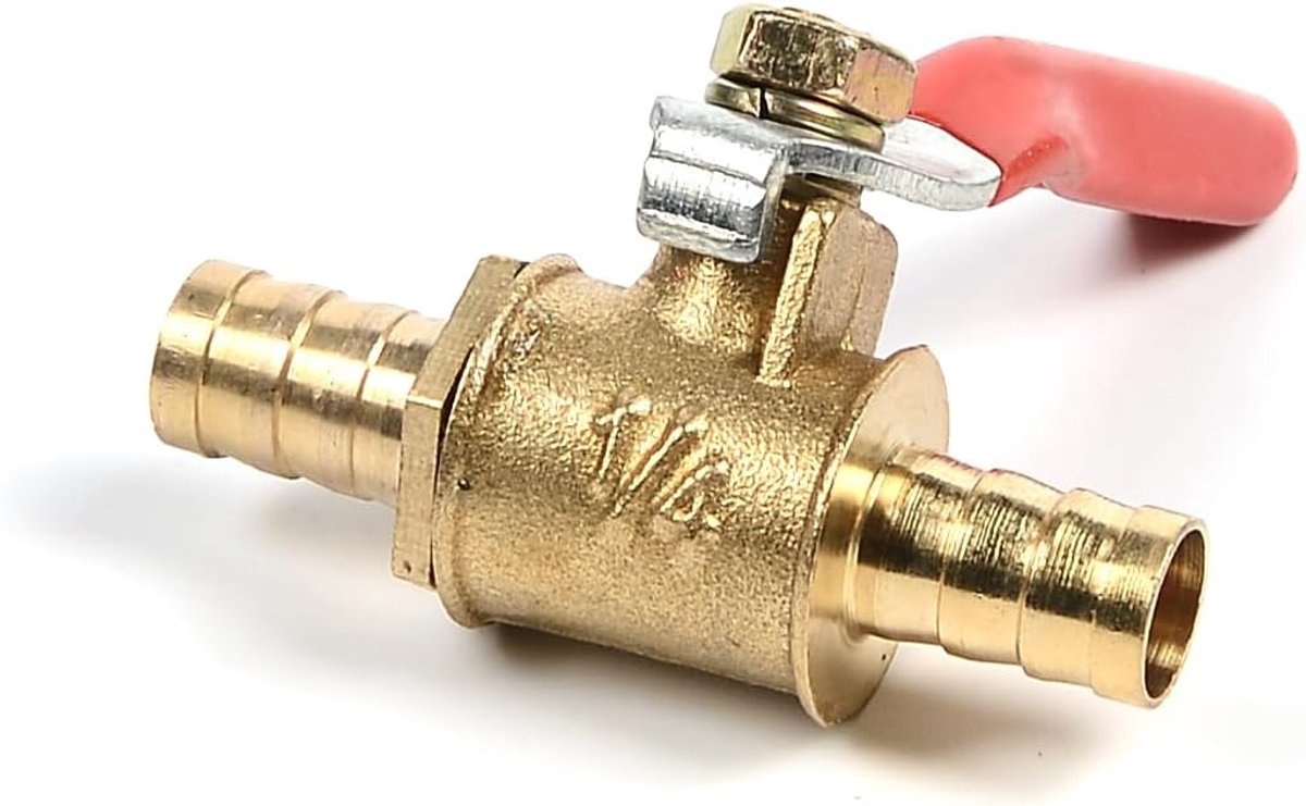 kogelkraan, 8 mm, afsluitventiel, slangadapter en kraan, voor water, gas, olie (1 stuk)