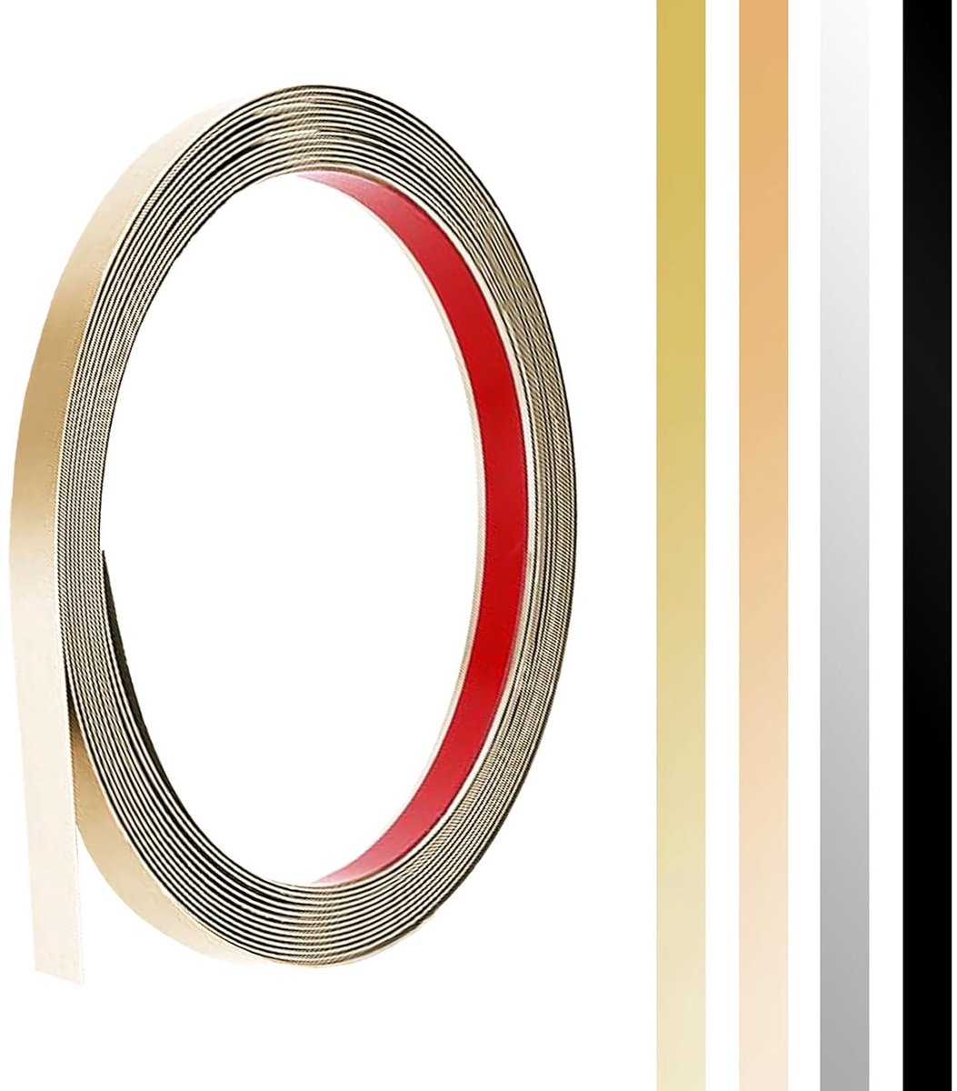 Metalen band, zelfklevend, metalen strips, sierlijsten, zelfklevend, roestvrijstalen plaat, wandlijsten, peel and stick, metalen strip voor muur, open haard, spiegelframe, plafond, roségoud, 6