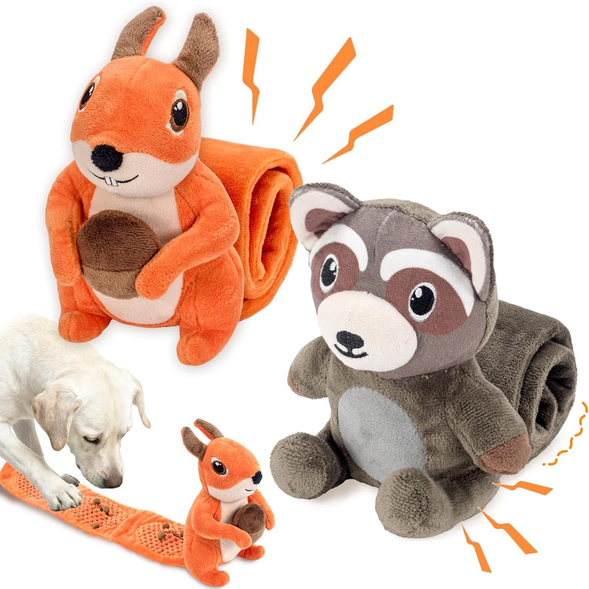 Pluche puzzel voor honden, pieper met piepen en lekkernijen, tegen verveling & Ci training (klein/medium)