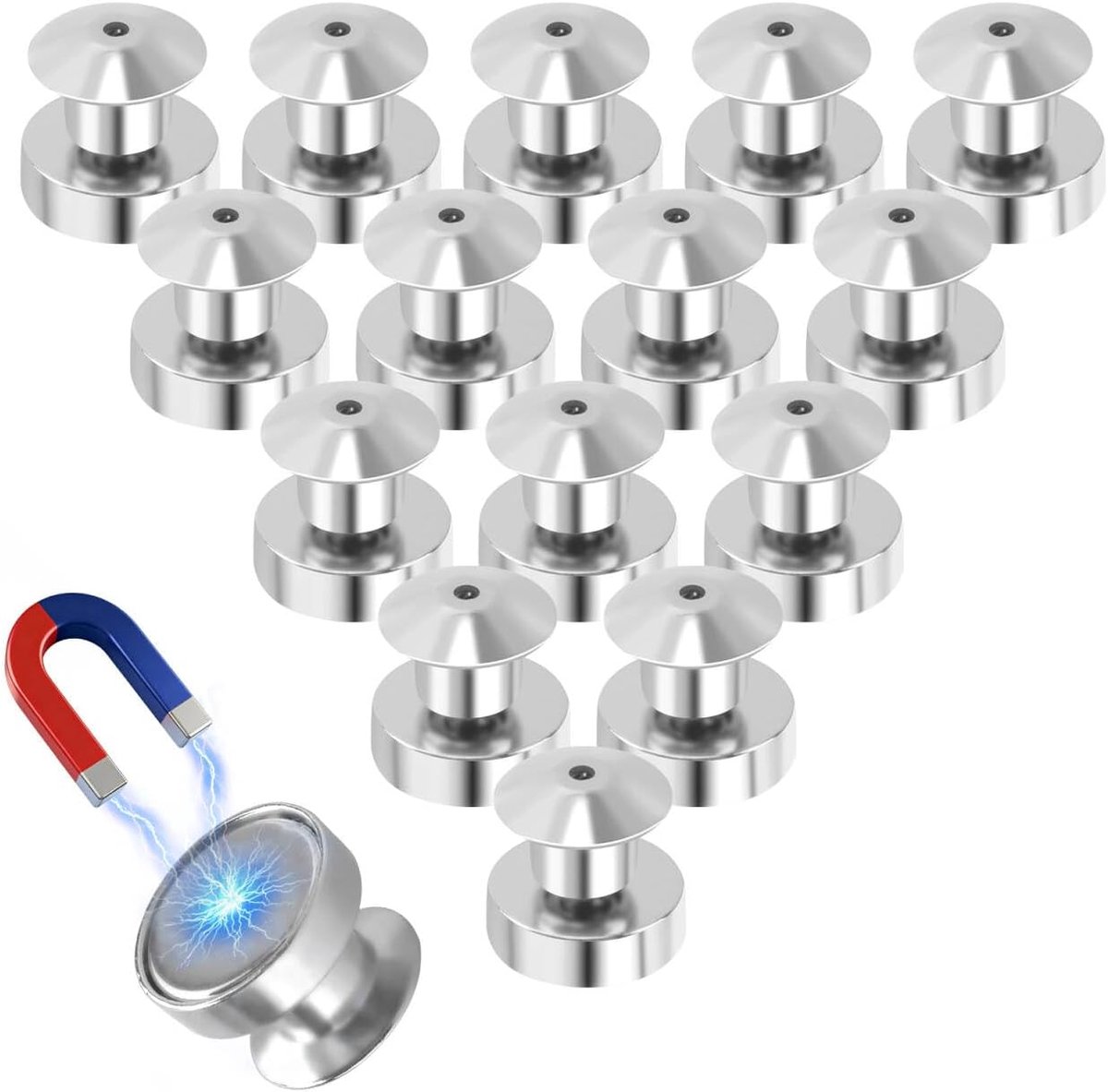 15 stuks pin achterkant met magnetische, 11 cm grote sterke magneten, sluitingen, pennen, zilveren magneet, contactbeugels, metalen pinnen, vergrendeling, vervanging voor koelkast whiteboard