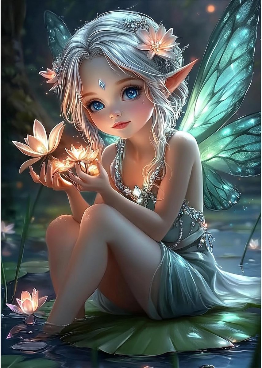 5D Diamond Painting afbeeldingen voor volwassenen en kinderen, fee, diamond painting, doe-het-zelfset, afbeelding, diamant, schilderij, kristalset volwassenen, voor thuis, wanddecoratie 30 x 40