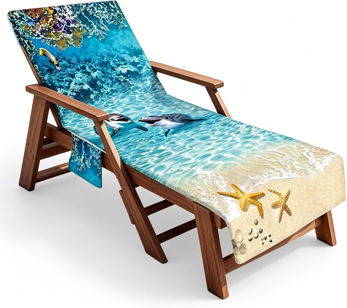 Oceaanhoes voor tuinligstoel, badstof hoes voor tuinligstoel, anker, beschermhoes voor ligstoelen, tuin, ligstoel, handdoek voor zwembaden, stranden, tuinhotels (oceaan 1)