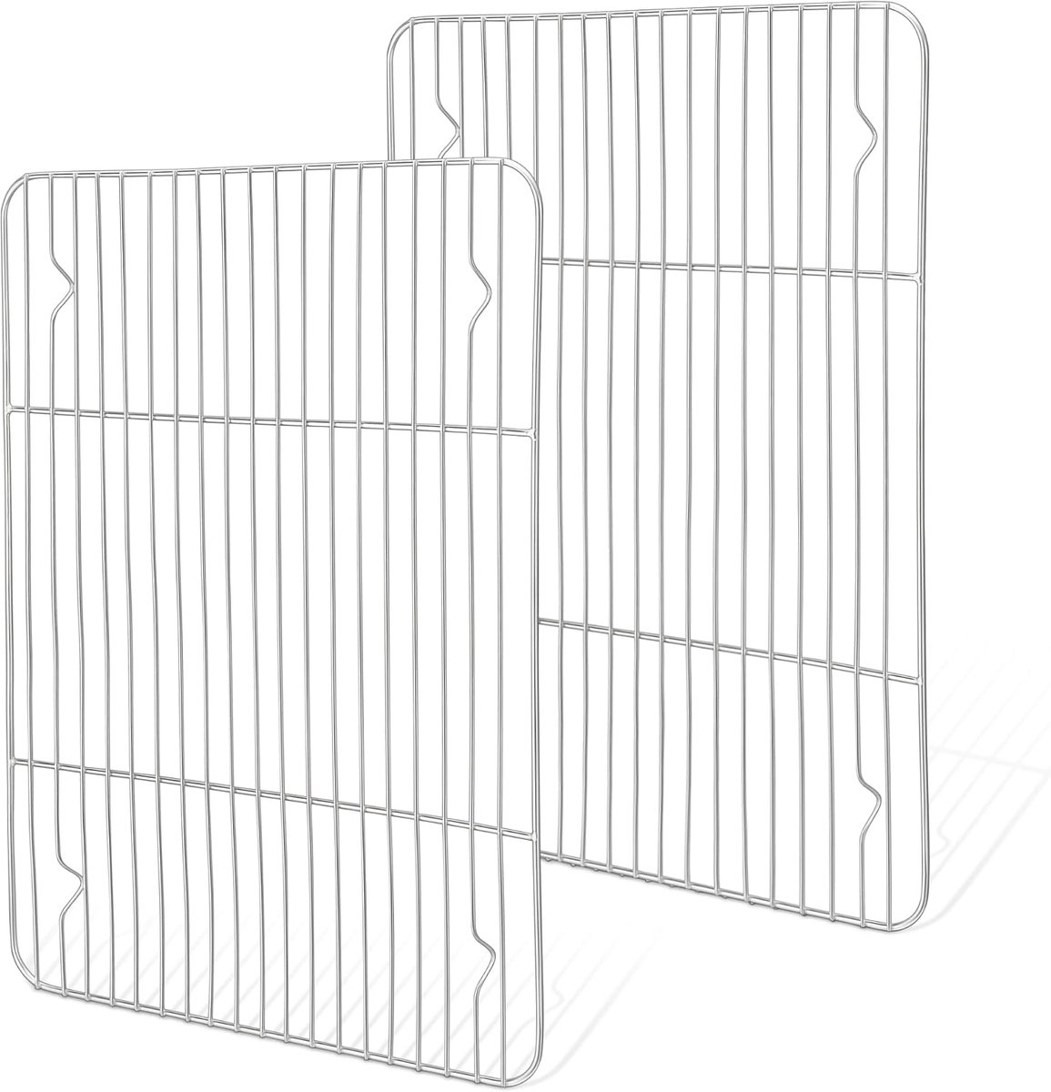 Afkoelrooster 2-delig, roestvrij staal Grote roosters voor koeken Afkoelrooster set, 38,6 x 28,4 cm, Rechthoekig rooster voor bakken, koken, koelen, grillen, gezond en duurzaam, oven- en