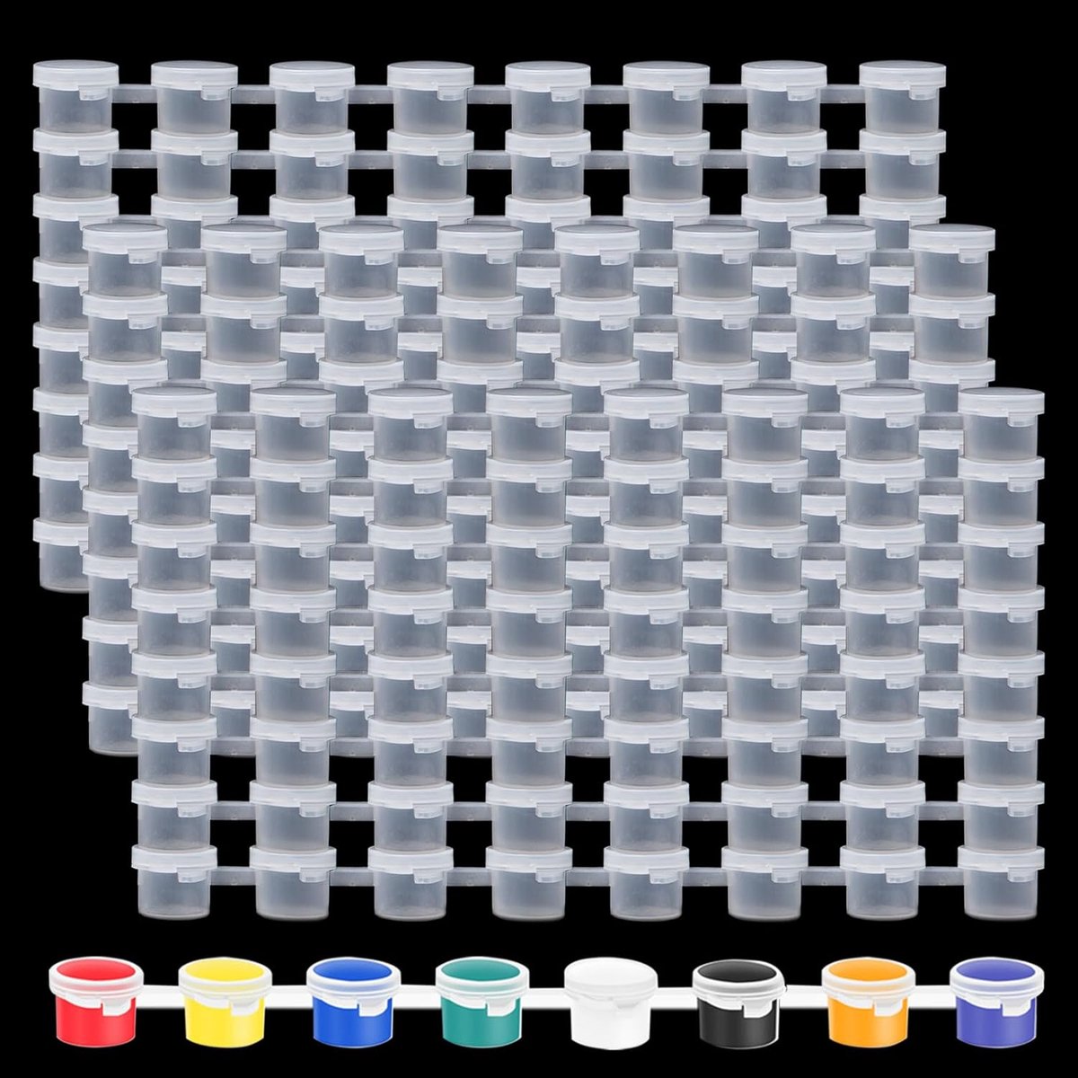 lakstrips, 200 stuks, 5 ml, 25 strips, mini-kleurblikjes met deksels, kleine containers voor schilderen van kunststof, lege verfbekers voor school, schilderijen, festival