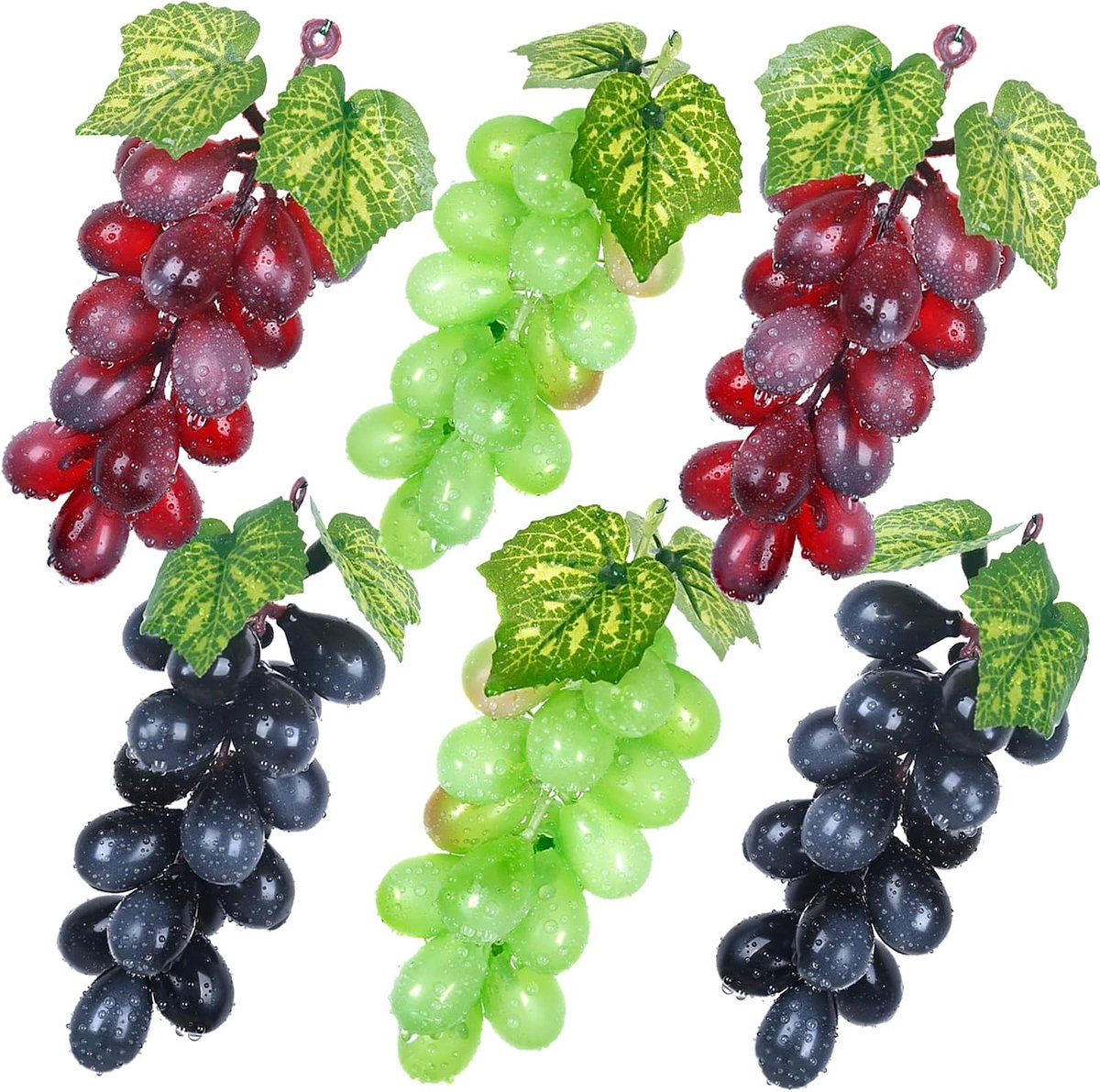 Kunstmatige kunstvruchten, druiven, esthetische decoratie, fruit, kunstnep druif, vruchten, huisdecoratie, thuis, keuken, tafeldecoratie, feestdecoraties, 6 druiven/18 capsules