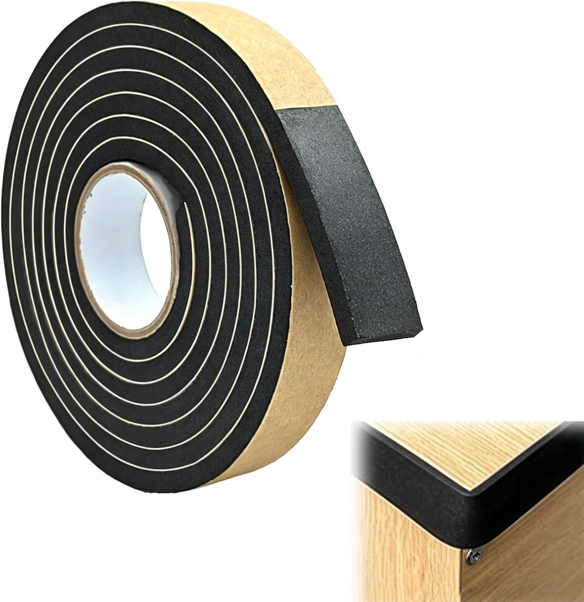 zelfklevend, 20 m x 20 mm x 1 mm, zwart, viltband, zelfklevend, krasbestendig en geluidsisolerend, vilt, op maat te snijden voor meubels, deuren, ramen en duurzame vloerbescherming
