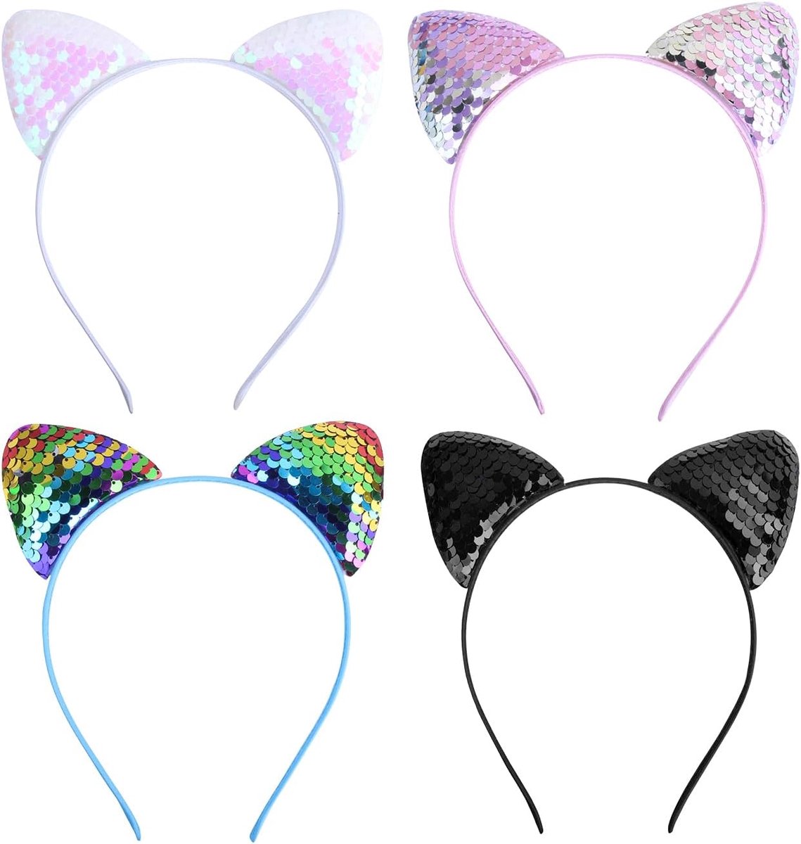 4 Stks Gekleurde Pailletten Hoofdbanden, Glanzende Hoofdbandens, Cosplay Decoraties, Partij Hoofdbandens