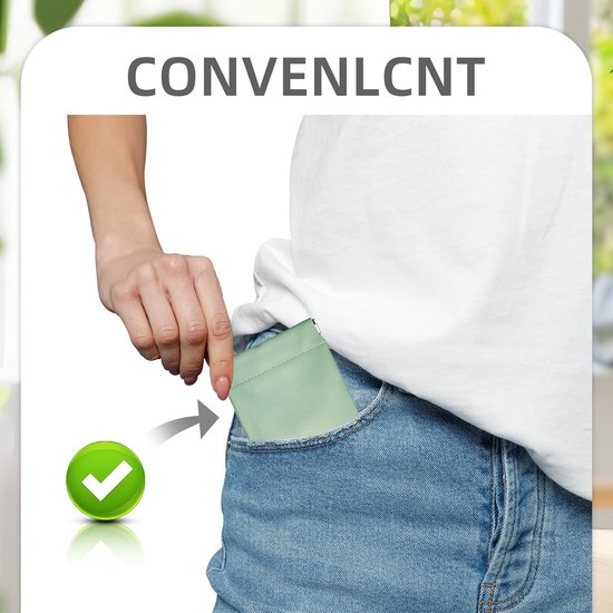 2-pack hoofdtelefoon draagtas, PU leren opbergtas, draagbare waterdichte oordopjes beschermhoes, universele hoofdtelefoon beschermhoes voor hoofdtelefoons, sleutels, USB-sticks en sieraden (groen) — afbeelding 2