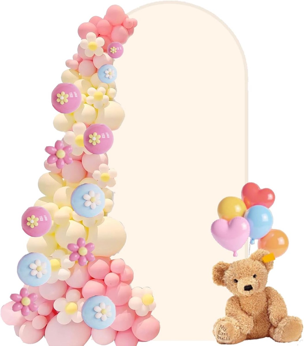 achtergrond, 120 x 220 cm, hoes voor bruiloftsboog, dubbelzijdig, rond, voor bruiloften, feesten, ceremonies, banketten (beige)