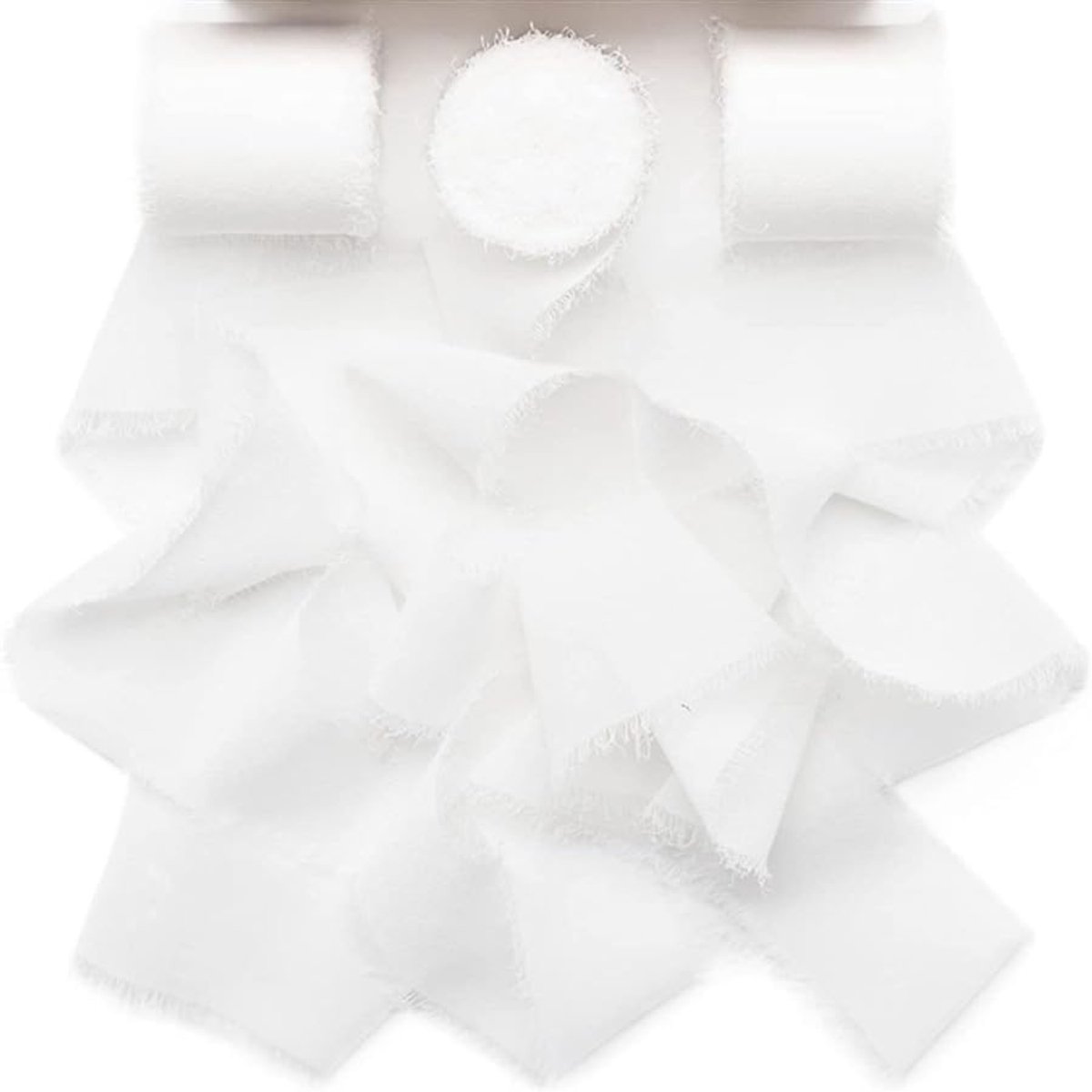 3 rollen chiffonlint, 4 cm x 5 m, cadeaulint, chiffonlint voor geschenkverpakkingen, cadeaulint, kleurrijke linten, stoffen linten, geschikt voor handwerk, decoratie, bruiloften, boeketten (wit)