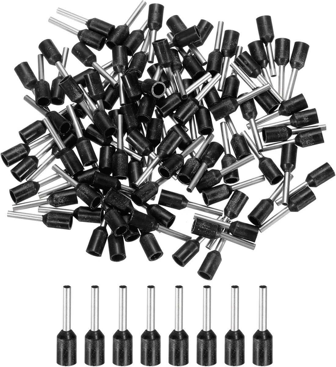 250 stuks geïsoleerde adereindhulzen, elektrische draadverbinders, kabelklemmen, krimpverbinderset, 18 AWG, voor elektrische projecten, industrie, chemische industrie, zwart