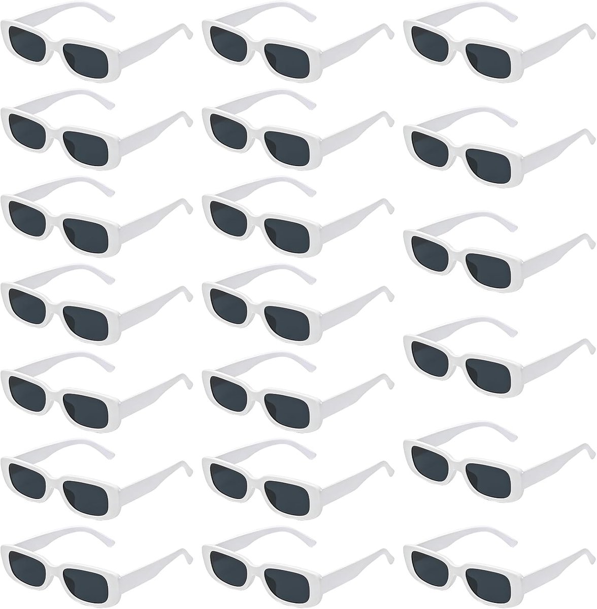 20 stuks vintage rechthoekige zonnebril: retro zonnebrillen set, trendy bril voor dames en heren, modieuze retro bril met uv-bescherming, zonnebril voor feest, verjaardag en concerten