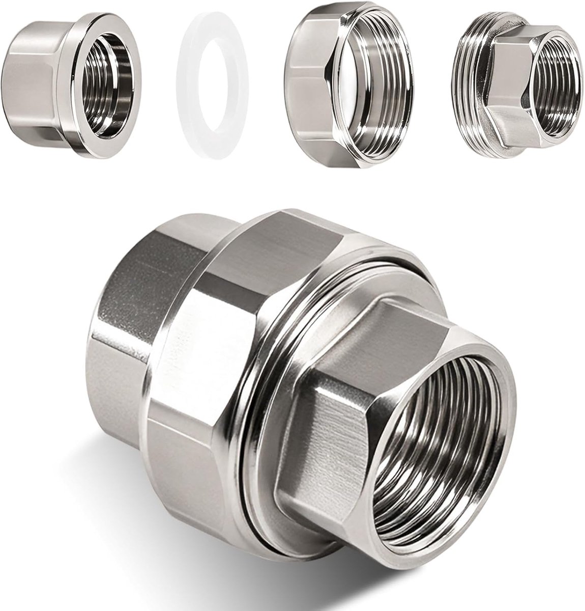 Verbindingen 3/4 inch, 3/4 inch IG/IG roestvrijstalen buisschroefverbinding, G3/4 schroefverbinding conische afdichting met interne schroefdraad, DN20 connectoren schroefdraad