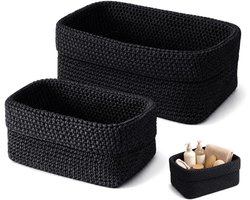 Set van 2 opbergmanden voor badkamer, haakmand, decoratieve opbergmand, kleine opbergmanden, kleine opbergmanden voor slaapkamer, keuken, kast, speelgoed, make-up