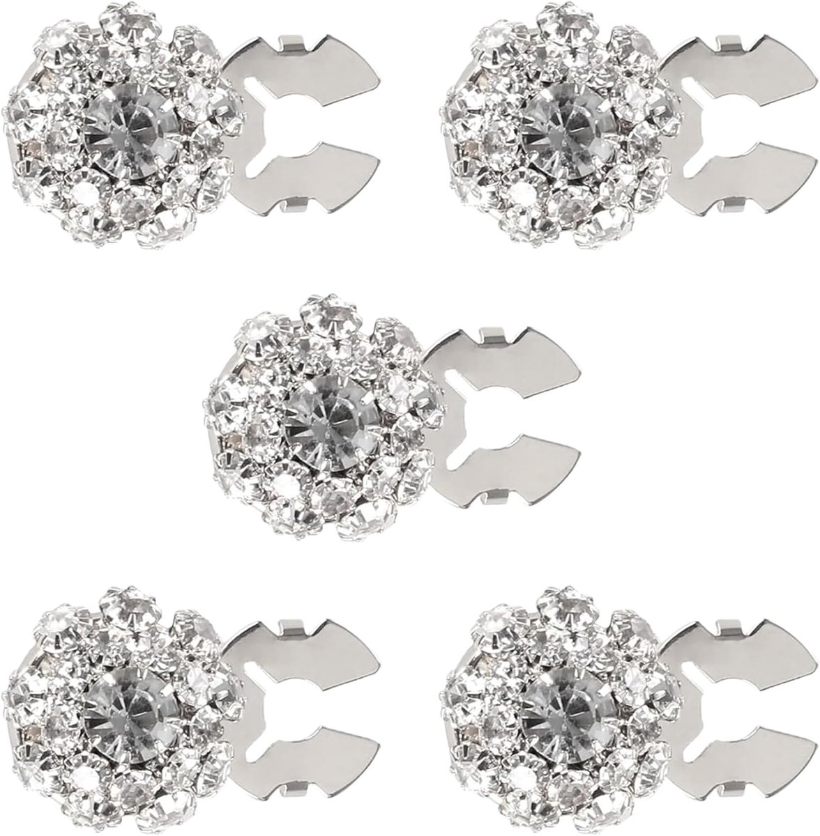 5 stuks strass-knopafdekkingen, kristallen knopafdekkingen, mouwknopafdekkingen, decoratief, knopbedekkingen met strass-steentjes, geschikt voor alle soorten kledingstukken of als accessoire