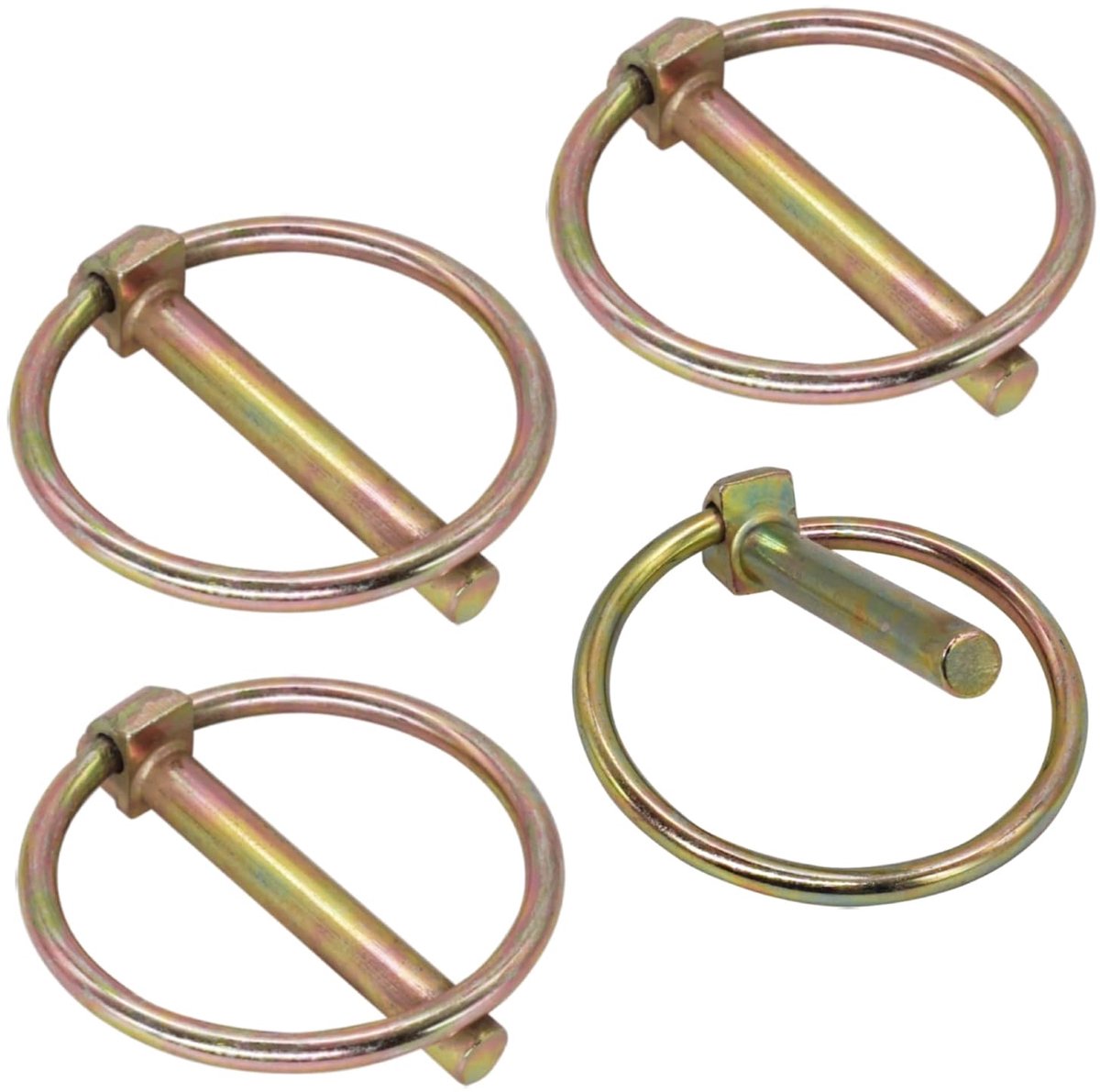 (4 stuks) Verzinkt stalen lunspennen 7 mm, borgpennen, DIN 11023, metalen pen met ring