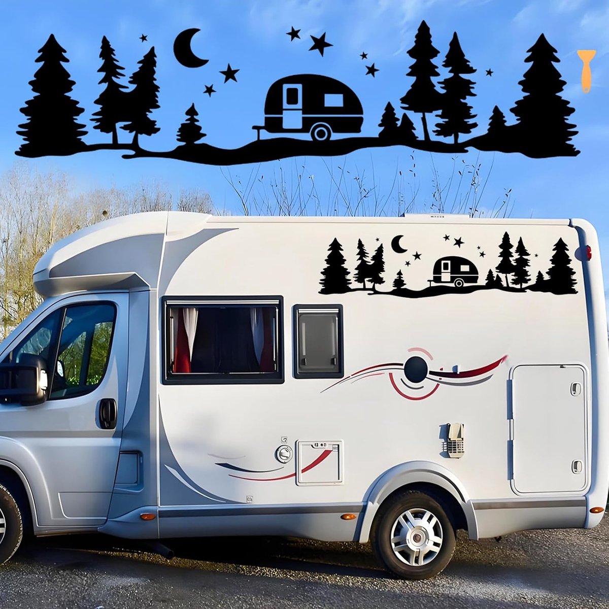 ster, maan, boom, camping, bos, landschap, bos, camping, groot, afneembaar, waterdicht, voor caravan, jeep, vrachtwagen, SUV, aanhanger
